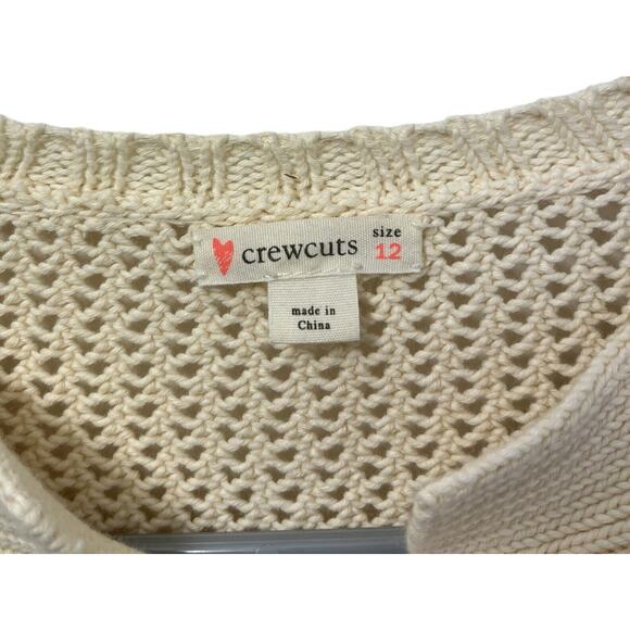 J.crew Crewcuts Cream Cotton Sweater 12 Girls Ivory Pullover Vneck Summer - Picture 2 of 6